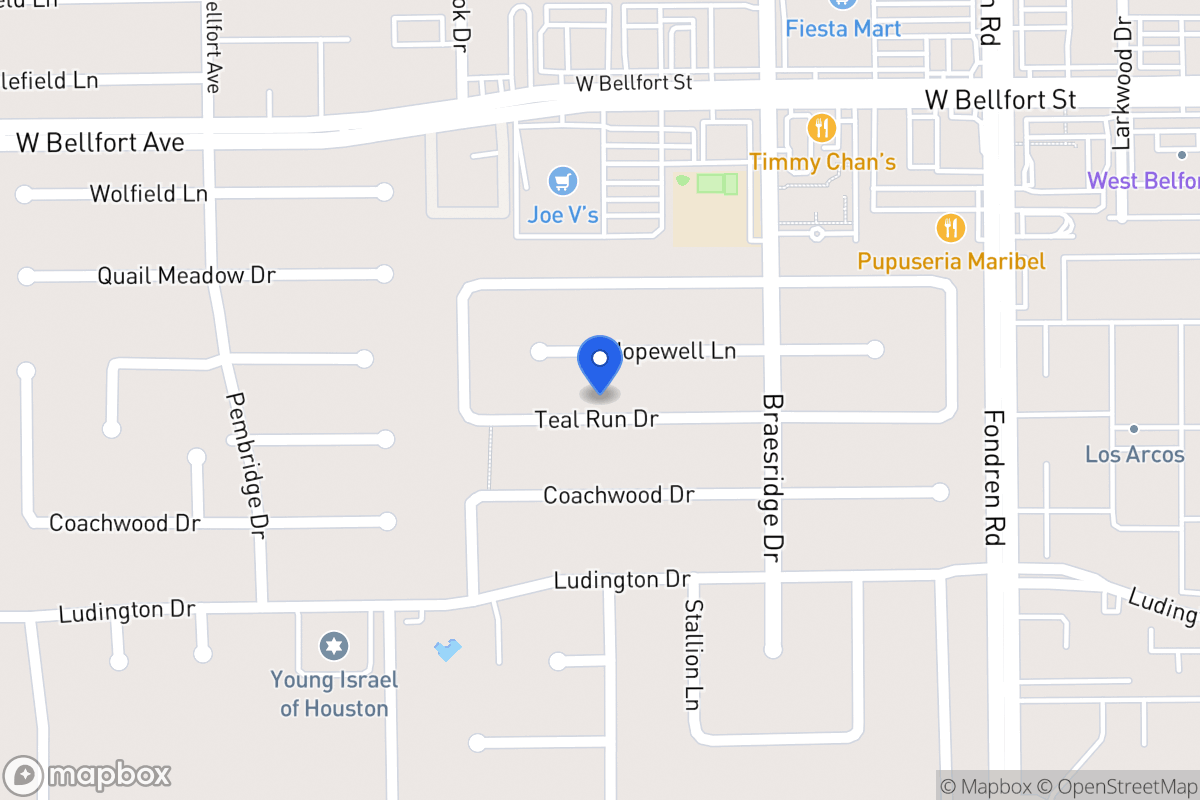 Map of 7702 Teal Run Dr, Houston