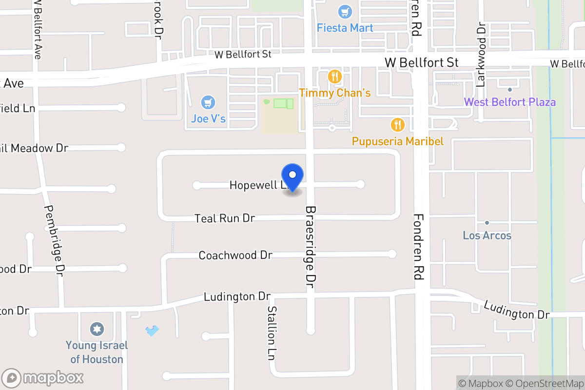 Map of 7607 Hopewell Ln, Houston