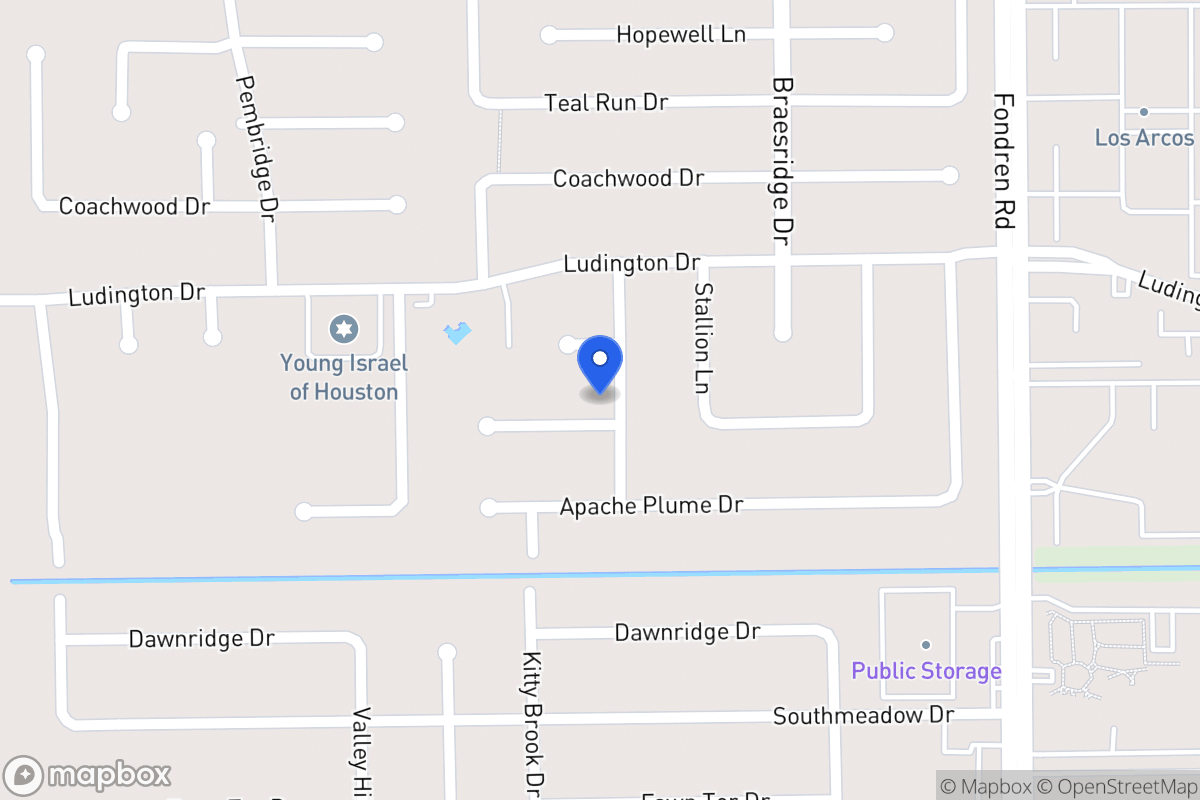 Map of 7702 Moondance Ln, Houston