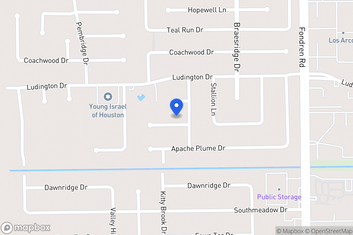 Map of 7706 Moondance Ln, Houston