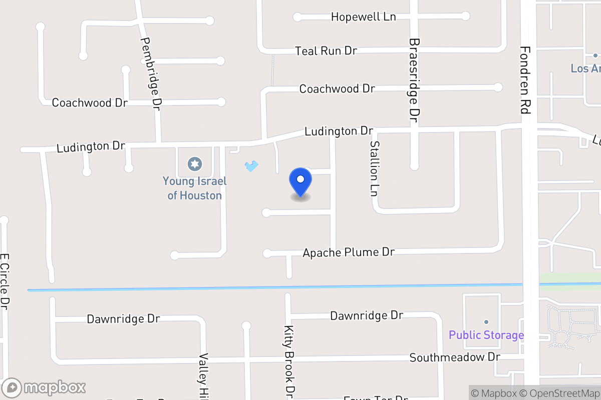 Map of 7710 Moondance Ln, Houston