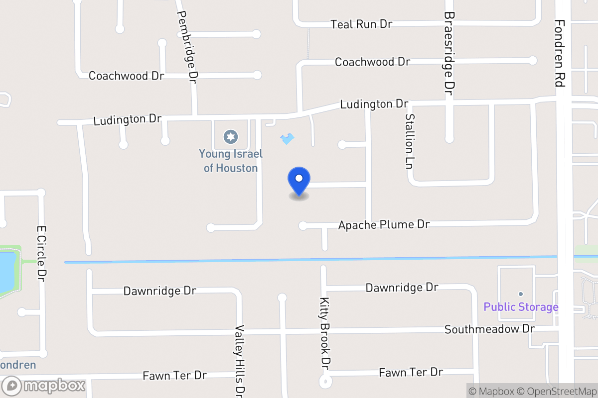 Map of 7723 Moondance Ln, Houston