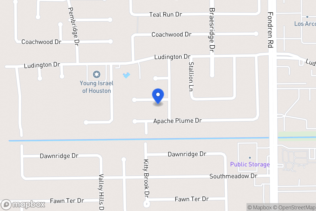 Map of 7707 Moondance Ln, Houston