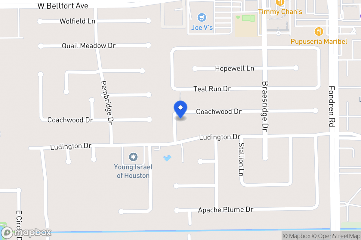 Map of 7719 Coachwood Dr, Houston