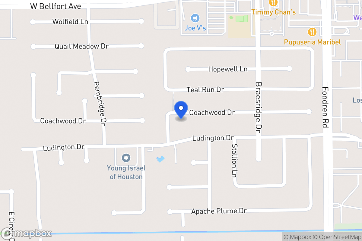 Map of 7715 Coachwood Dr, Houston