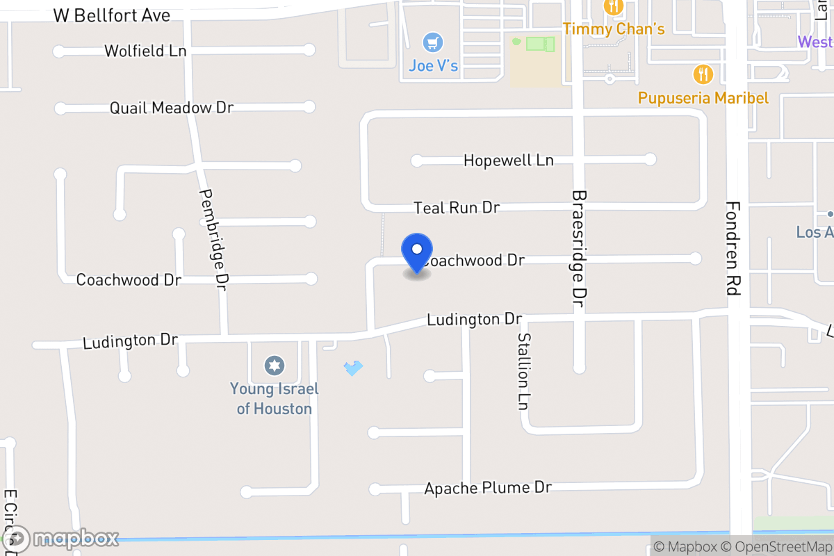 Map of 7711 Coachwood Dr, Houston