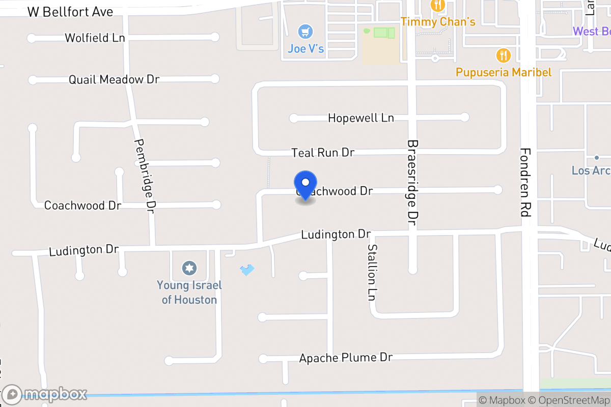 Map of 7707 Coachwood Dr, Houston