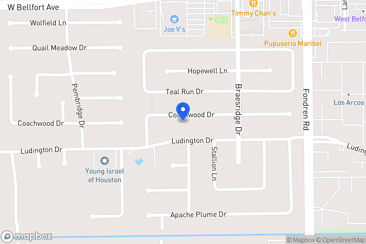 Map of 7703 Coachwood Dr, Houston