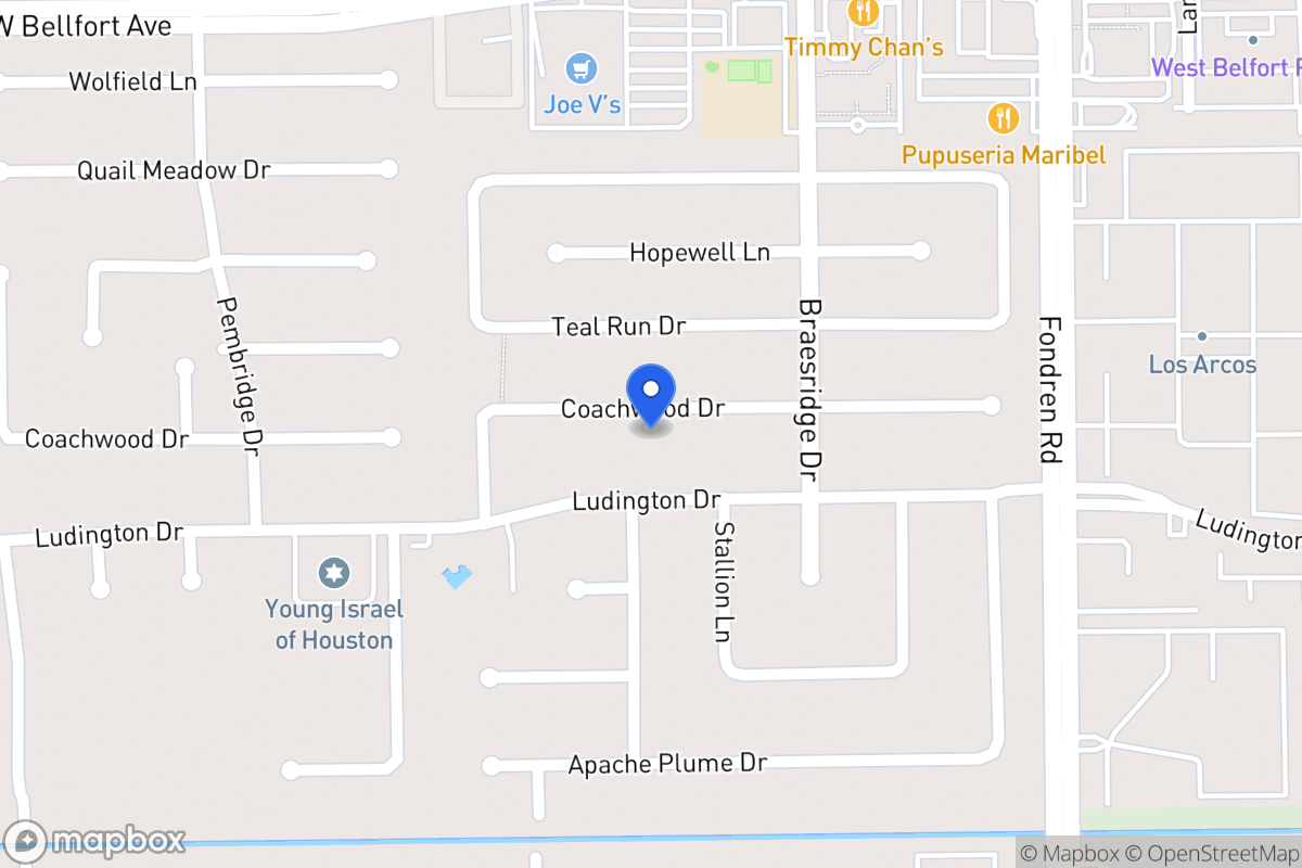 Map of 7629 Coachwood Dr, Houston