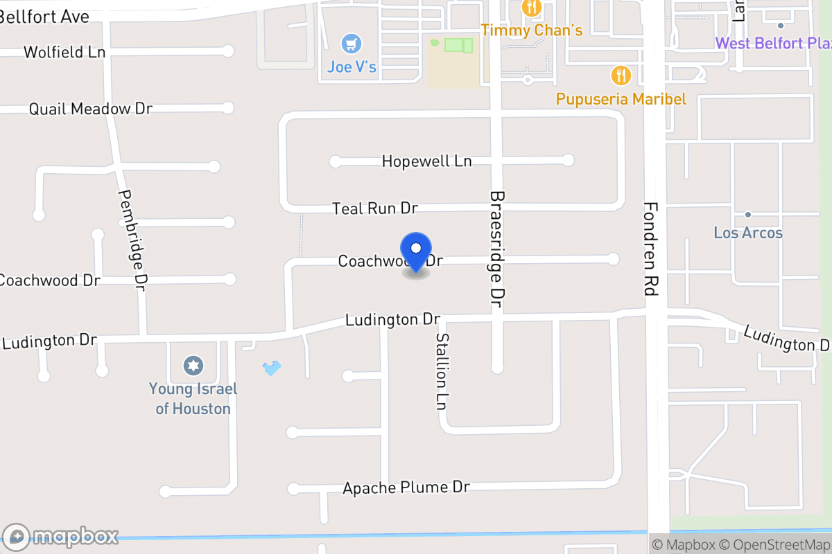 Map of 7619 Coachwood Dr, Houston