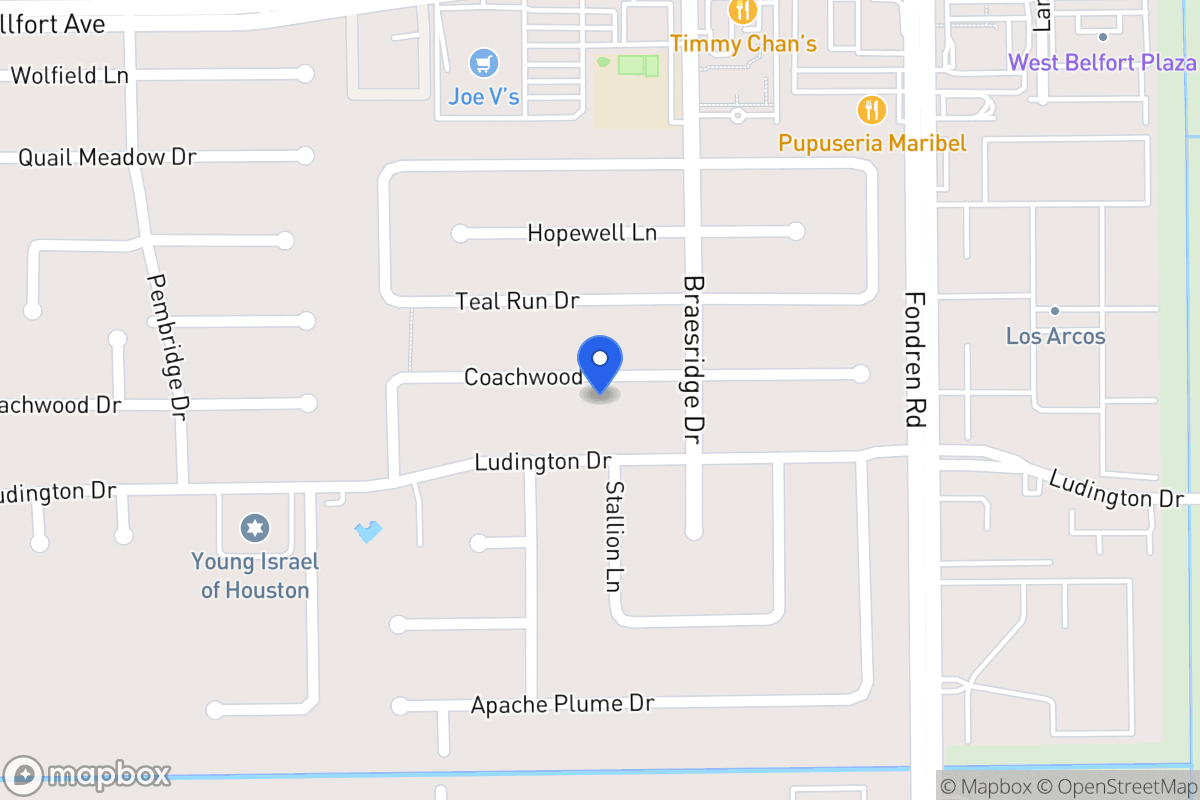 Map of 7615 Coachwood Dr, Houston