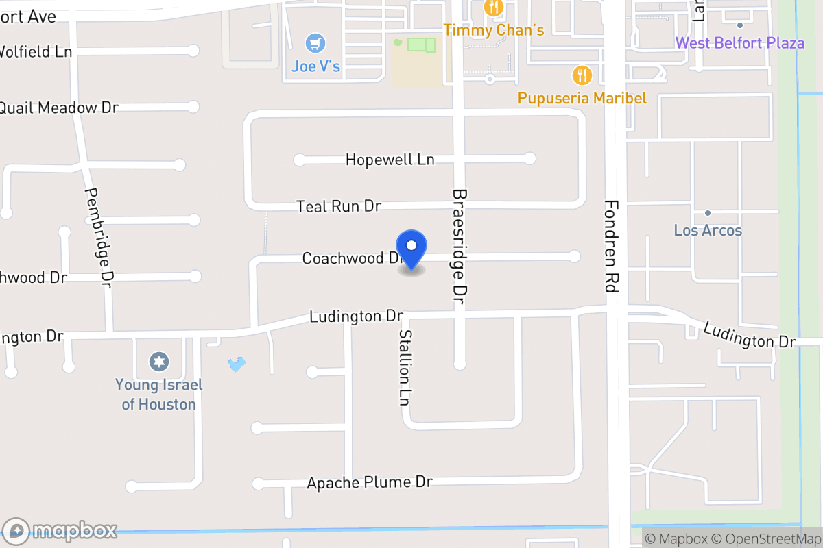Map of 7611 Coachwood Dr, Houston