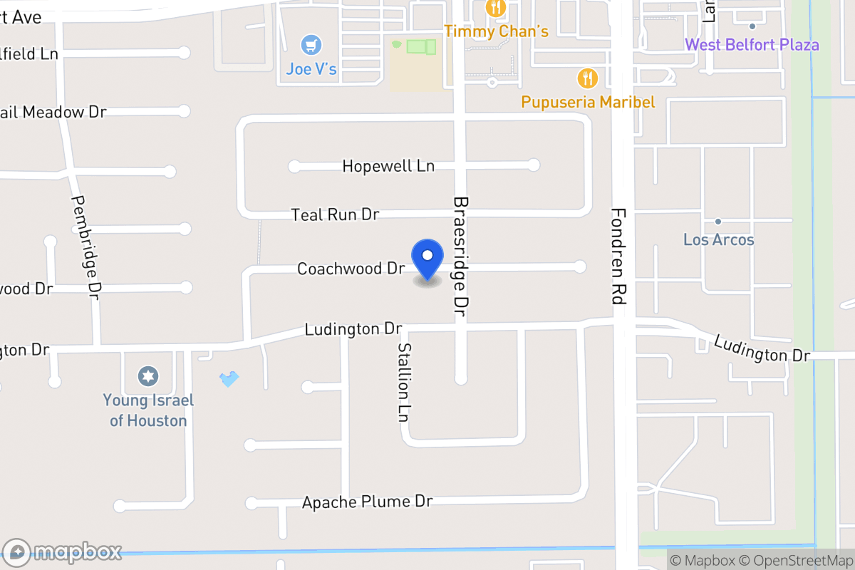 Map of 7607 Coachwood Dr, Houston
