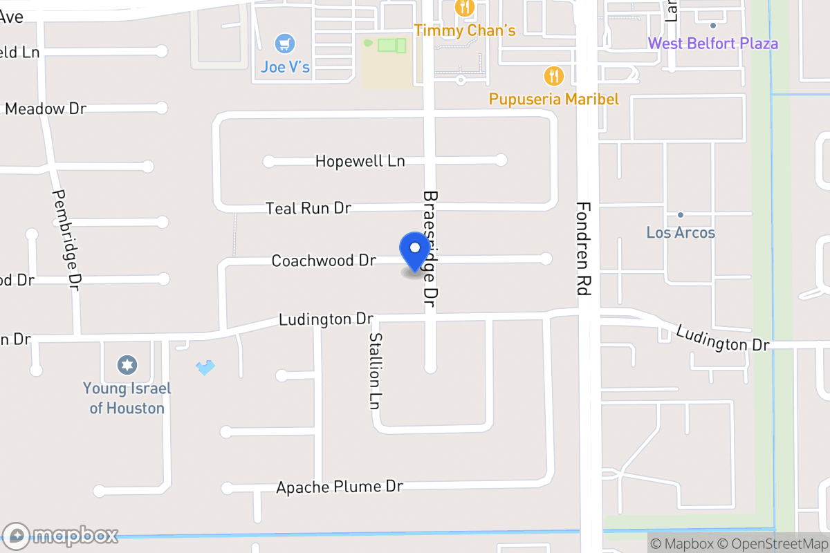 Map of 7603 Coachwood Dr, Houston