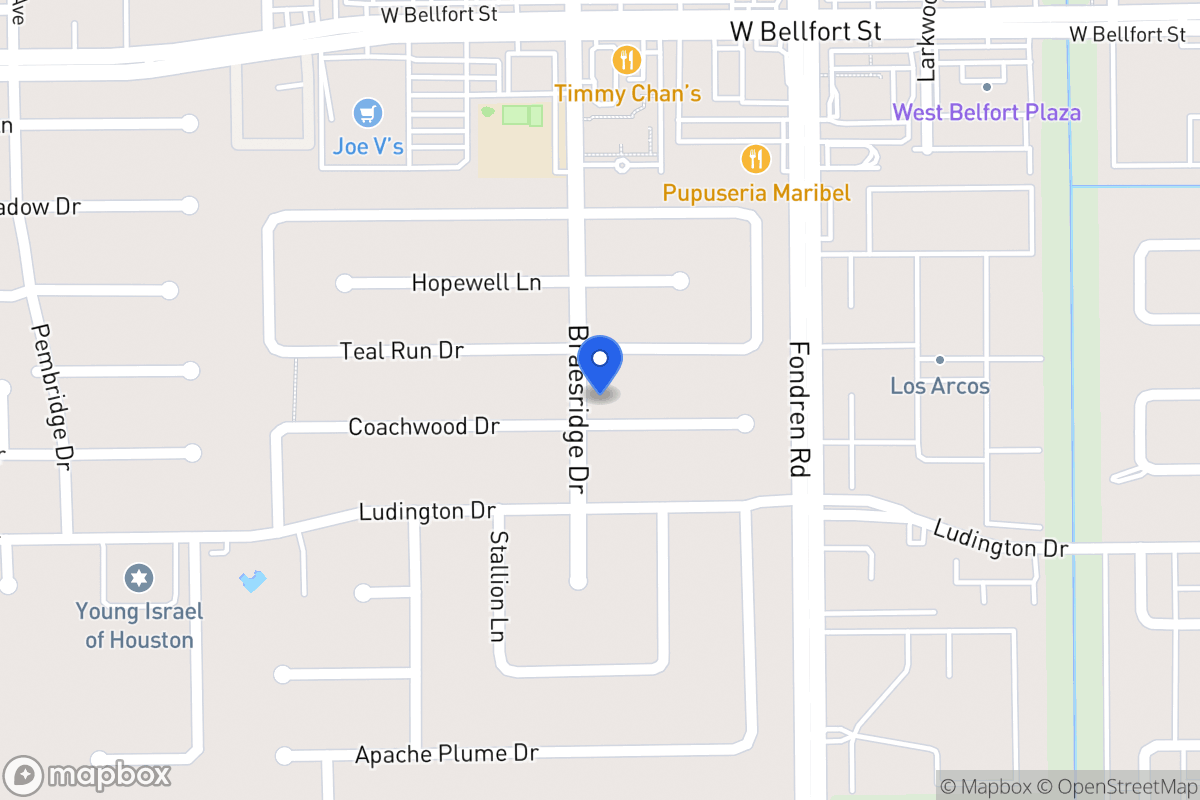 Map of 7534 Coachwood Dr, Houston