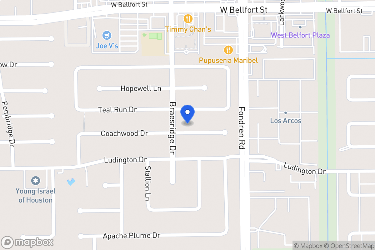 Map of 7530 Coachwood Dr, Houston