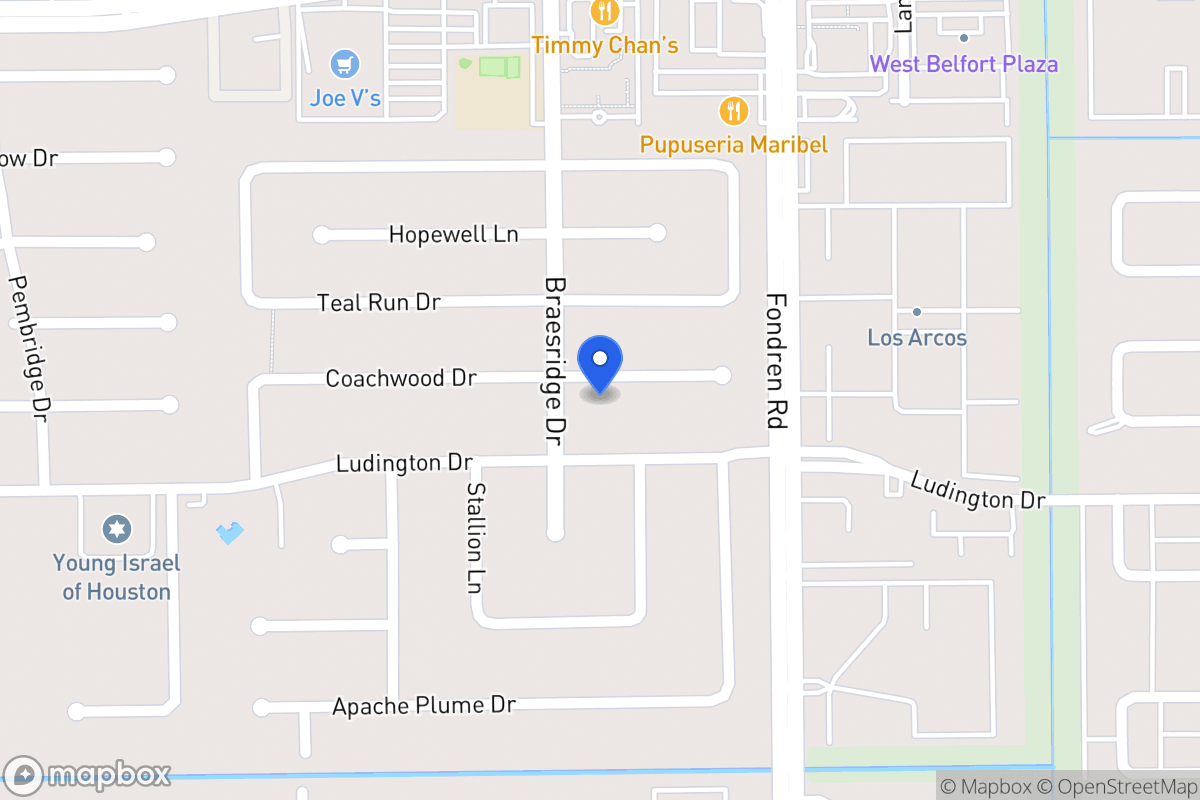 Map of 7531 Coachwood Dr, Houston