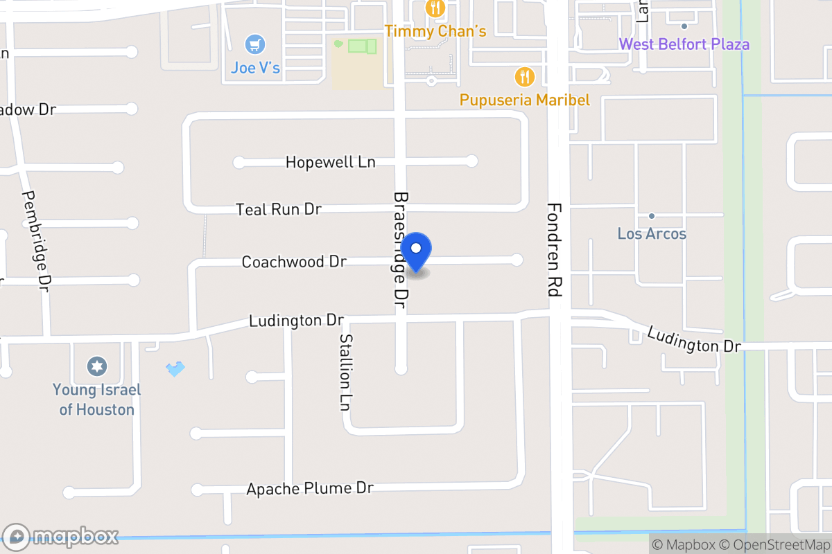 Map of 7535 Coachwood Dr, Houston
