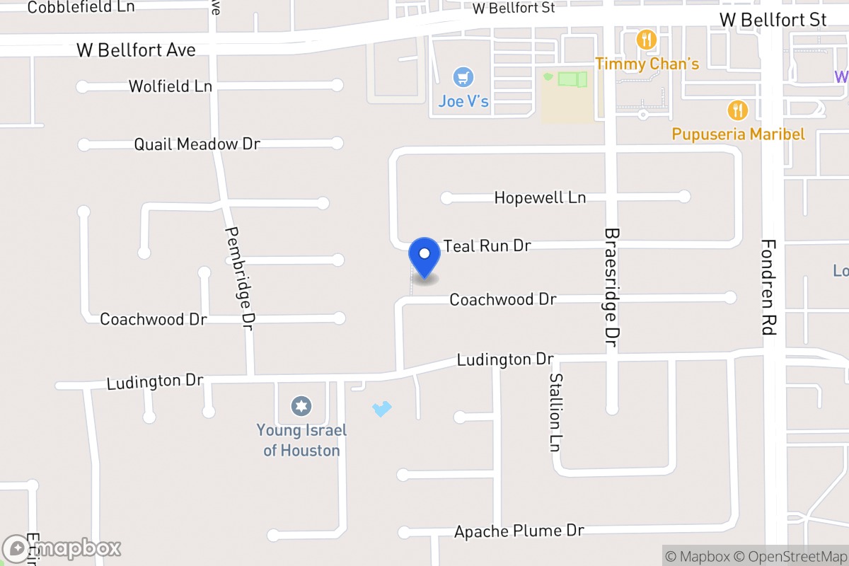 Map of 7718 Coachwood Dr, Houston