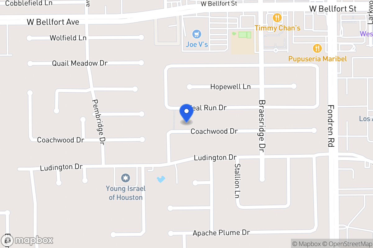 Map of 7714 Coachwood Dr, Houston