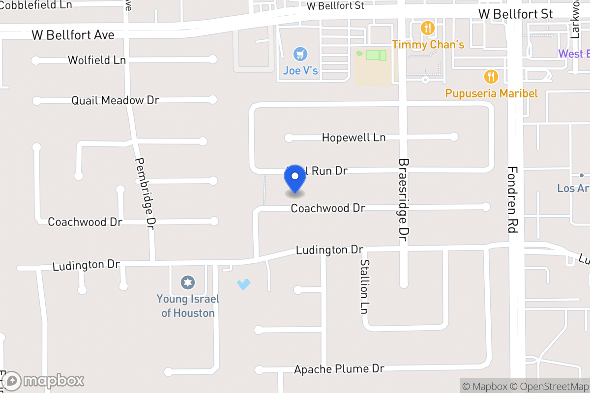 Map of 7710 Coachwood Dr, Houston