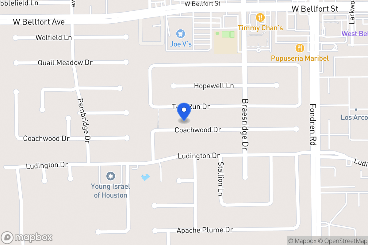 Map of 7706 Coachwood Dr, Houston