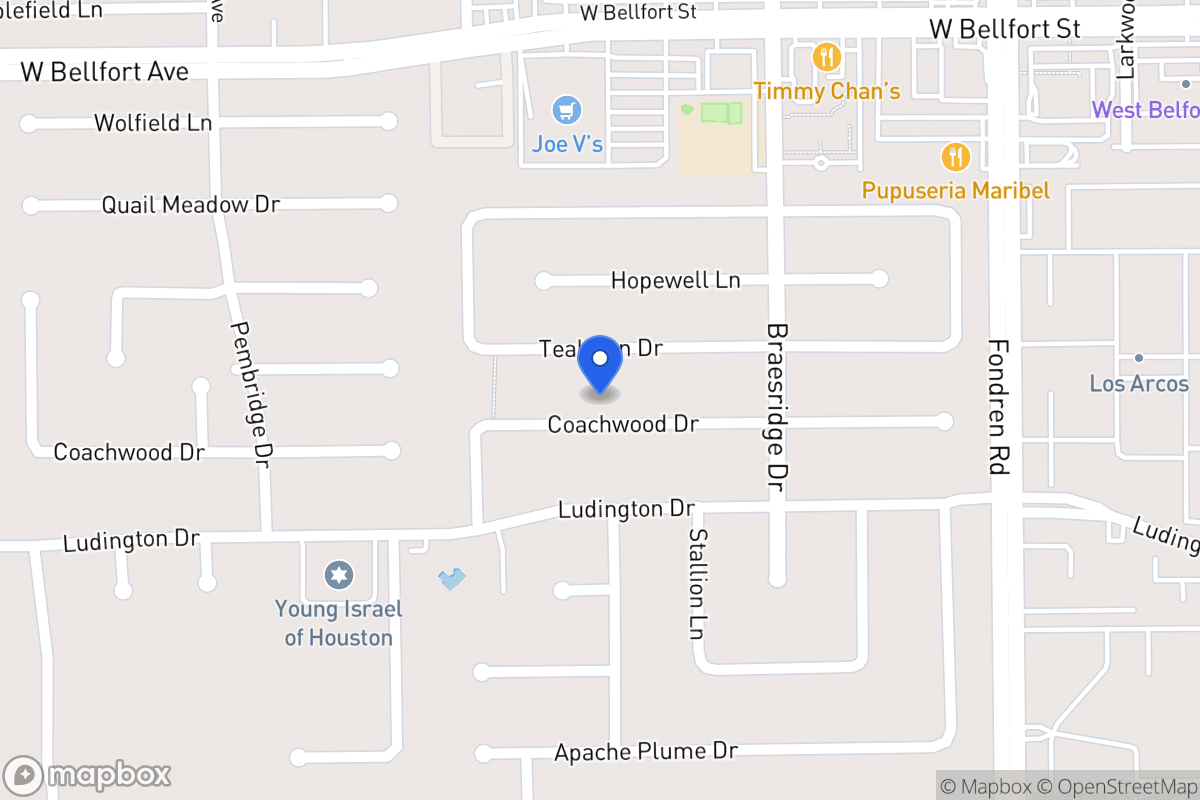 Map of 7702 Coachwood Dr, Houston