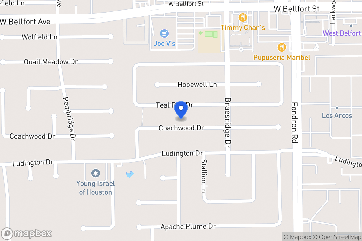 Map of 7626 Coachwood Dr, Houston