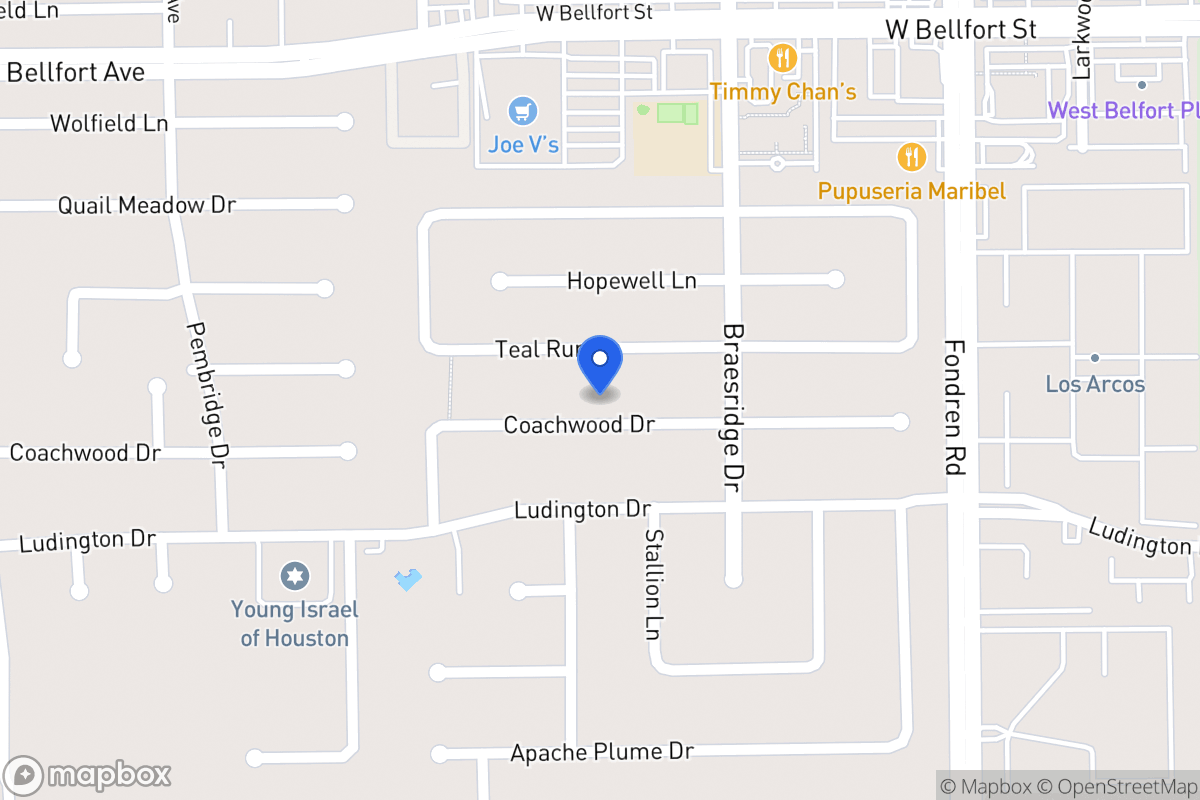 Map of 7622 Coachwood Dr, Houston