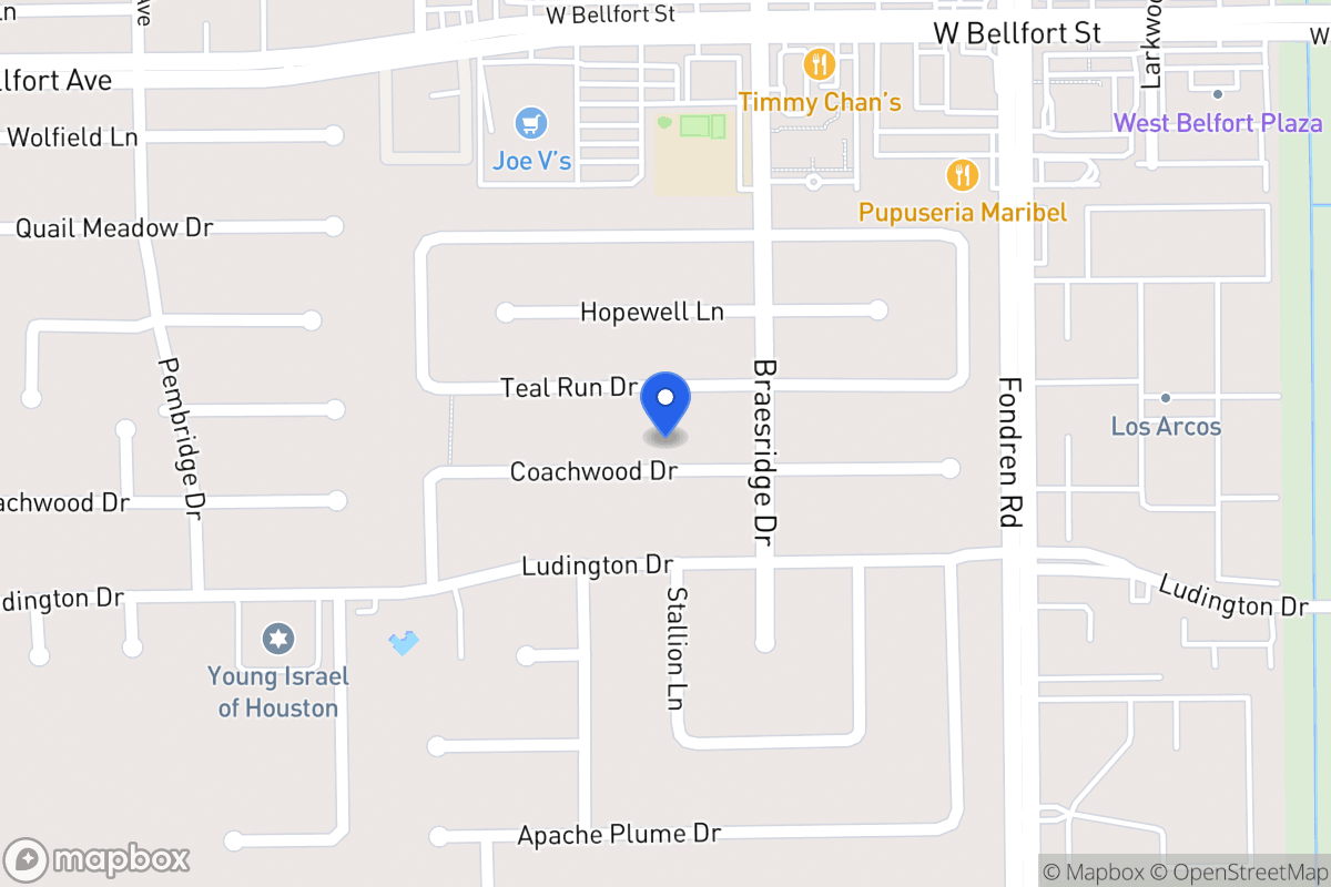 Map of 7614 Coachwood Dr, Houston