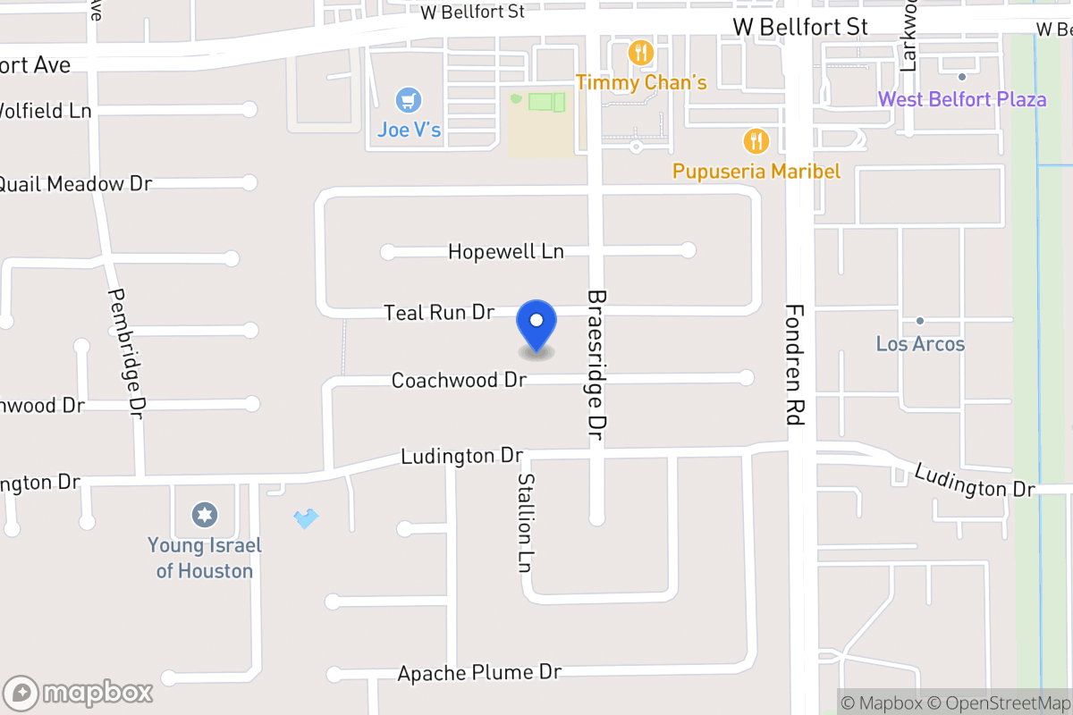 Map of 7610 Coachwood Dr, Houston