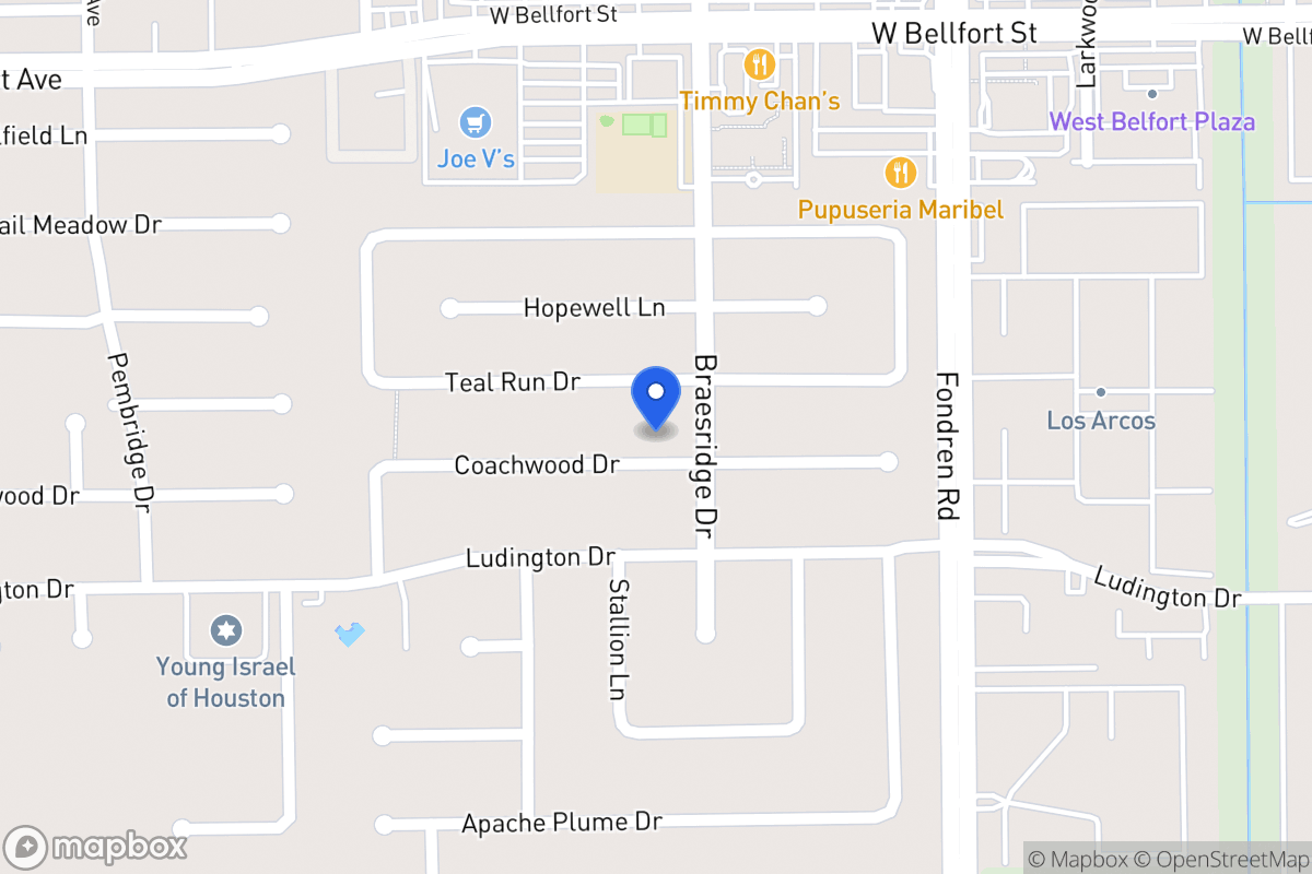 Map of 7606 Coachwood Dr, Houston