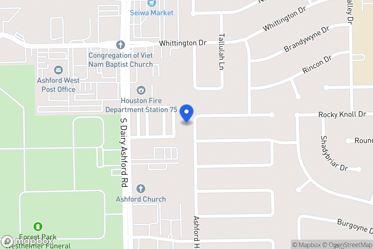 Map of 2010 Ashford Hollow Ln, Houston