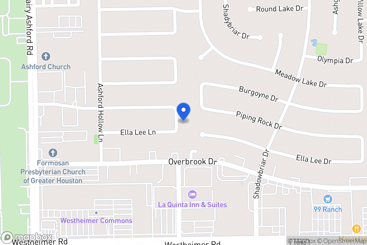 Map of 12410 Piping Rock Dr, Houston
