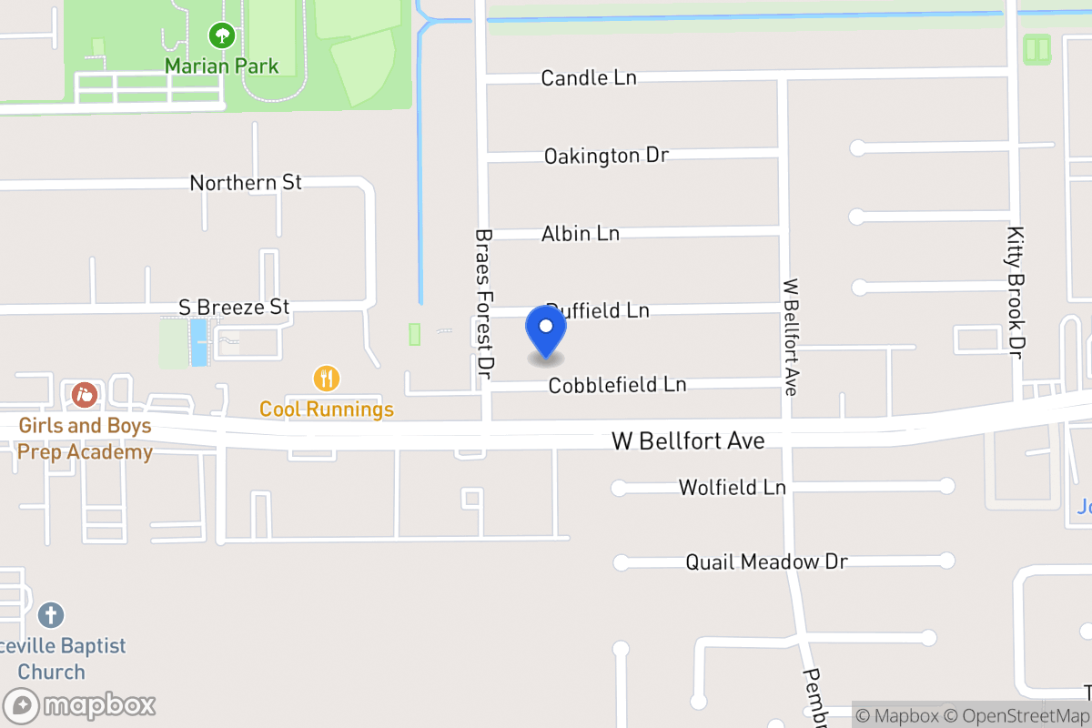 Map of 8026 Cobblefield Ln, Houston