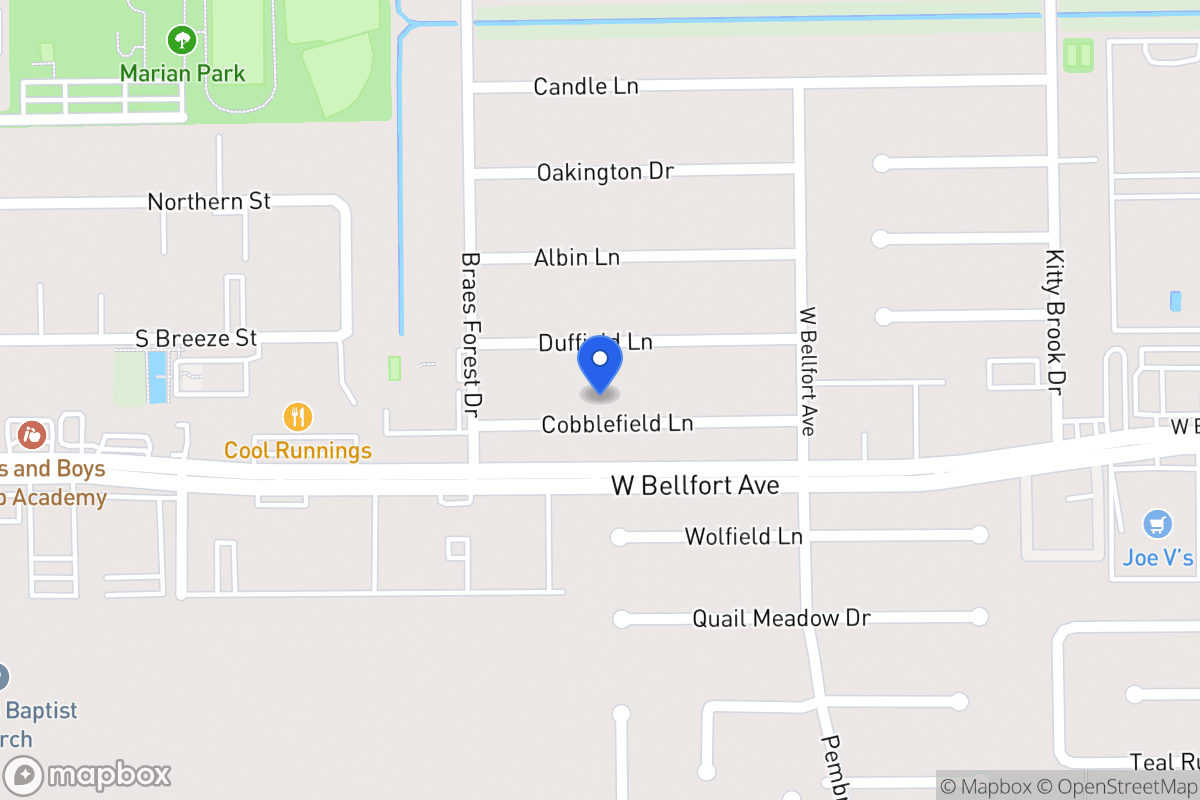 Map of 8010 Cobblefield Ln, Houston
