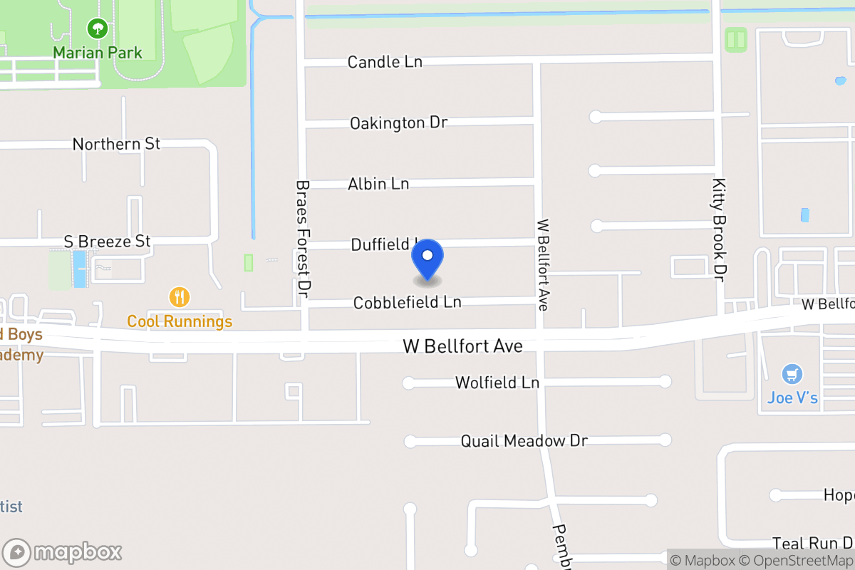 Map of 7938 Cobblefield Ln, Houston