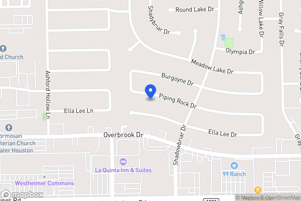 Map of 12307 Piping Rock Dr, Houston
