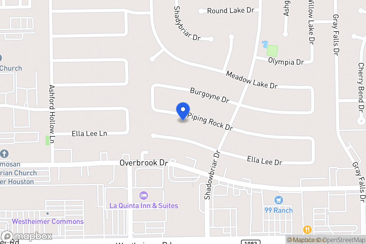 Map of 12303 Piping Rock Dr, Houston