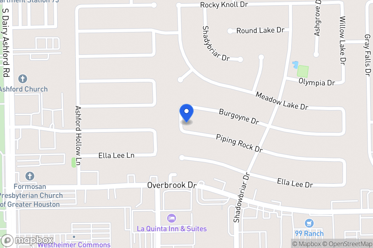Map of 12322 Piping Rock Dr, Houston