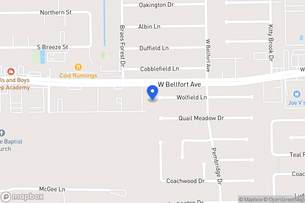 Map of 7939 Wolfield Ln, Houston