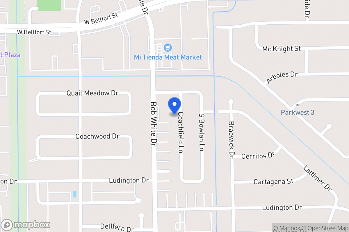 Map of 11602 Coachfield Ln, Houston