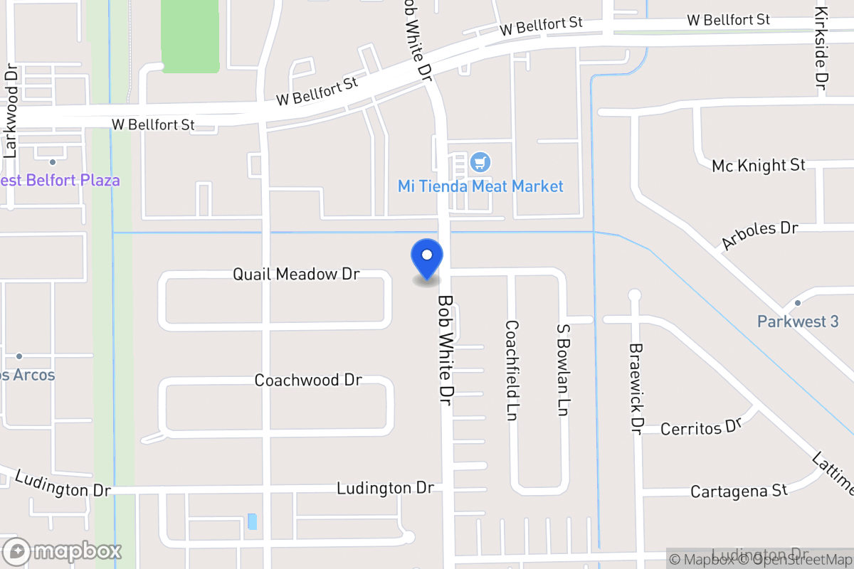 Map of 11602 Bob White Dr, Houston