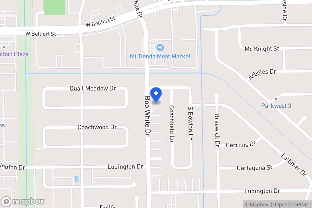 Map of 11515 Bob White Dr, Houston