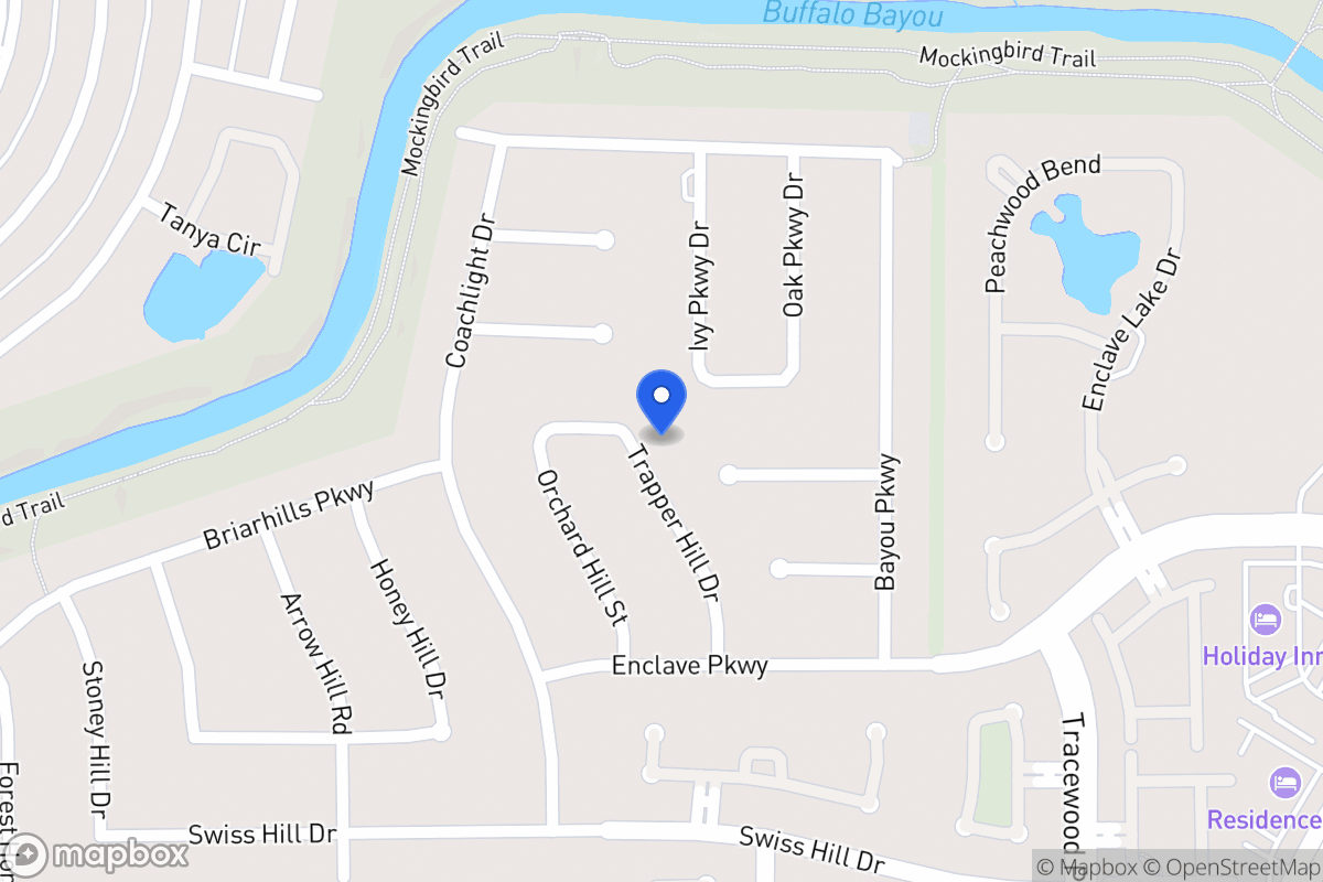 Map of 1023 Trapper Hill Dr, Houston