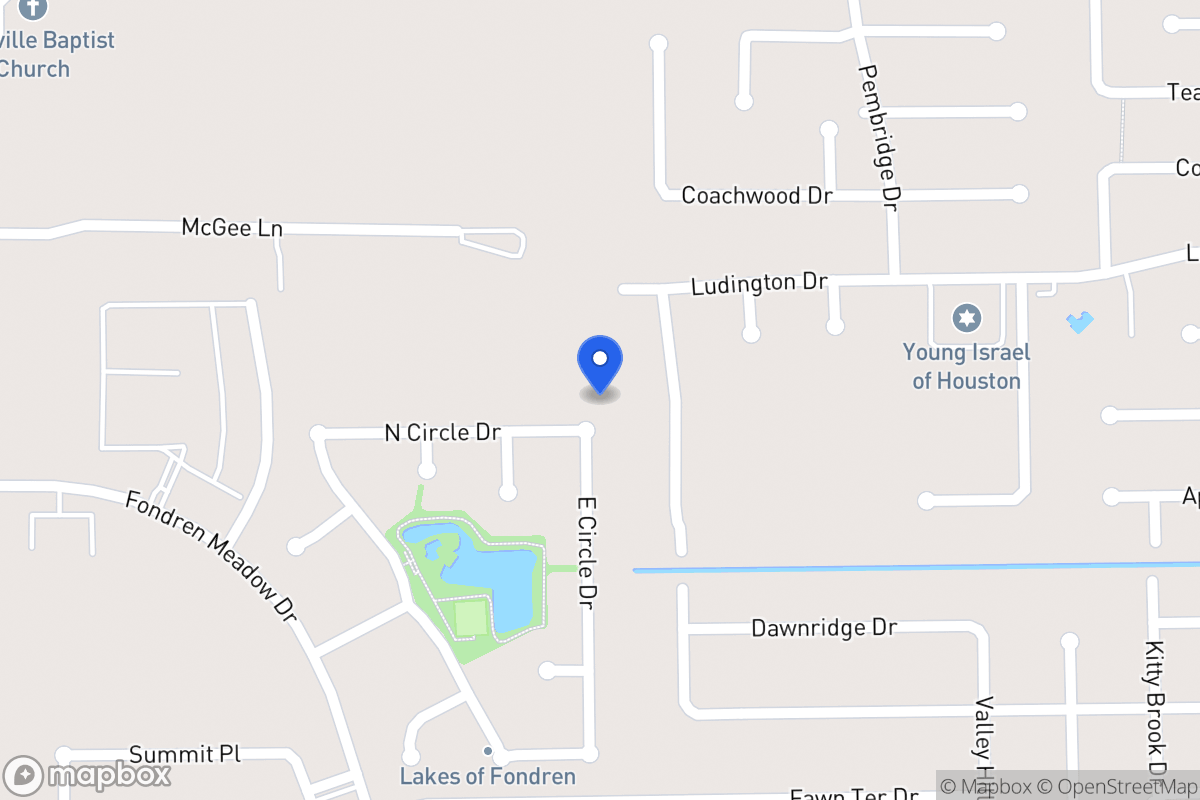 Map of N 8002 Circle Dr, Houston