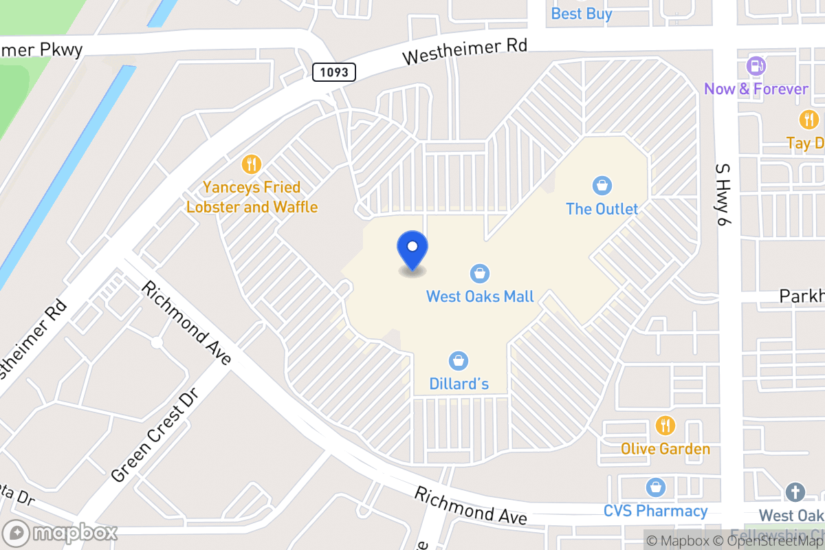 Map of W 1000 Oaks Mall, Houston