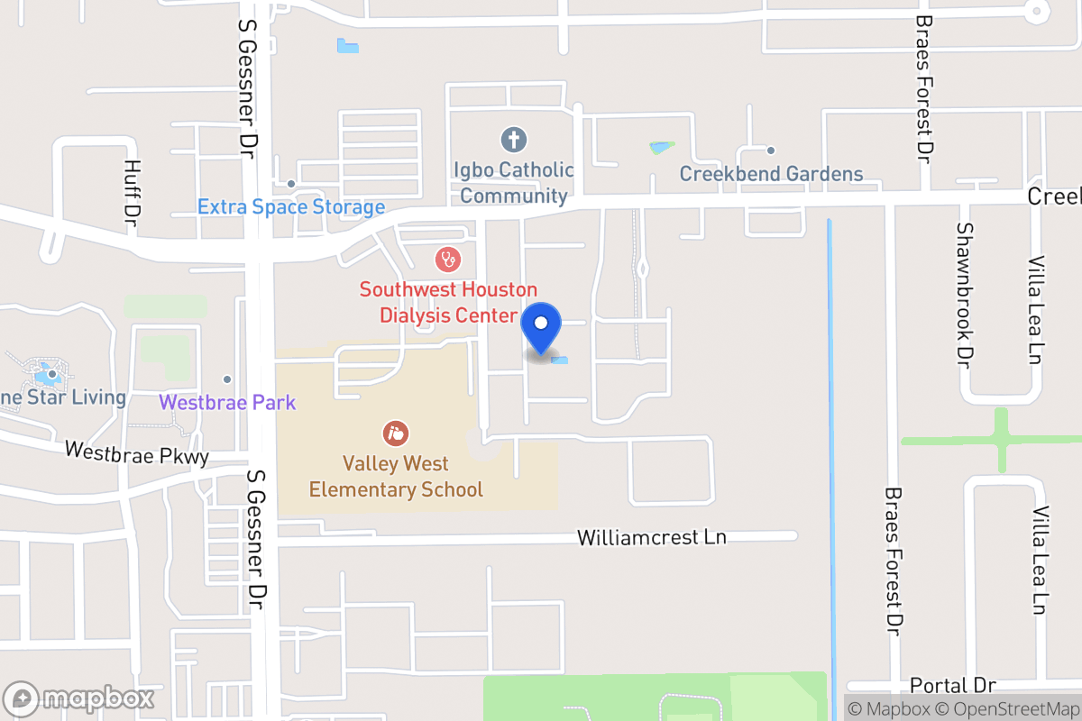 Map of 10715 Braes Bend Dr, Houston
