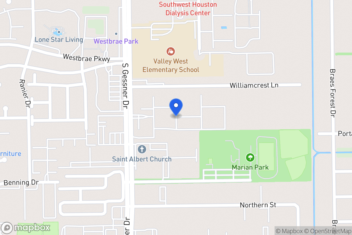 Map of S 10965 Gessner Dr, Houston