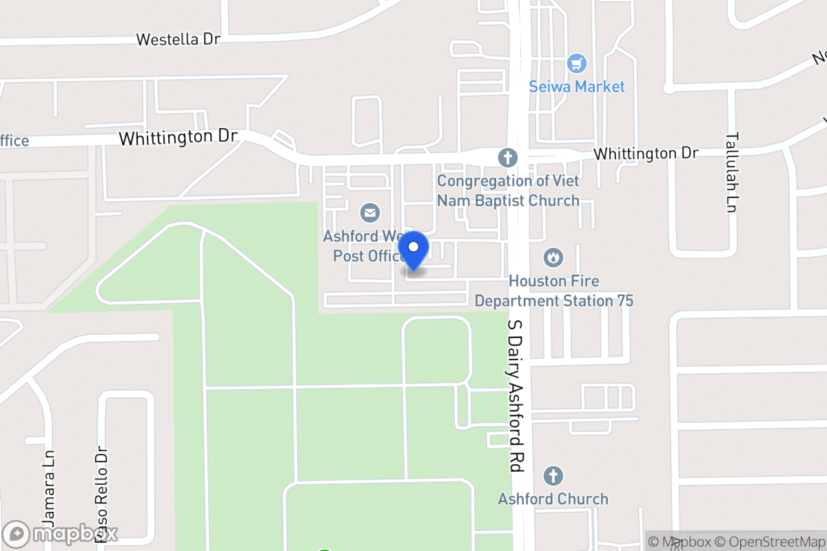 Map of S 2000 Dairy Ashford Rd, Houston